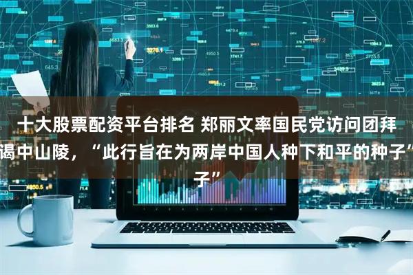 十大股票配资平台排名 郑丽文率国民党访问团拜谒中山陵，“此行旨在为两岸中国人种下和平的种子”